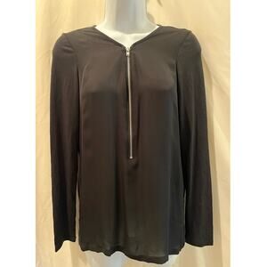 The Kooples Sport Mix Woven Jersey Blouse - Black - NWT - Size XS